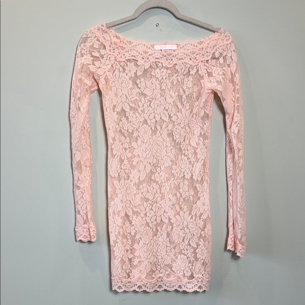 Victoria's Secret Pale Pink Long Sleeve Lace Dress